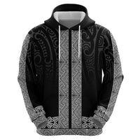 New Zealand Maori Kowhaiwhai Zip Hoodie Pango Maui and Mangopare LT9 - Polynesian Pride