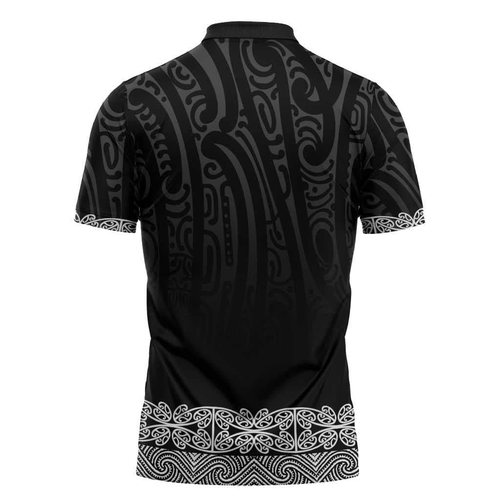 New Zealand Maori Kowhaiwhai Zipper Polo Shirt Pango Maui and Mangopare LT9 - Polynesian Pride