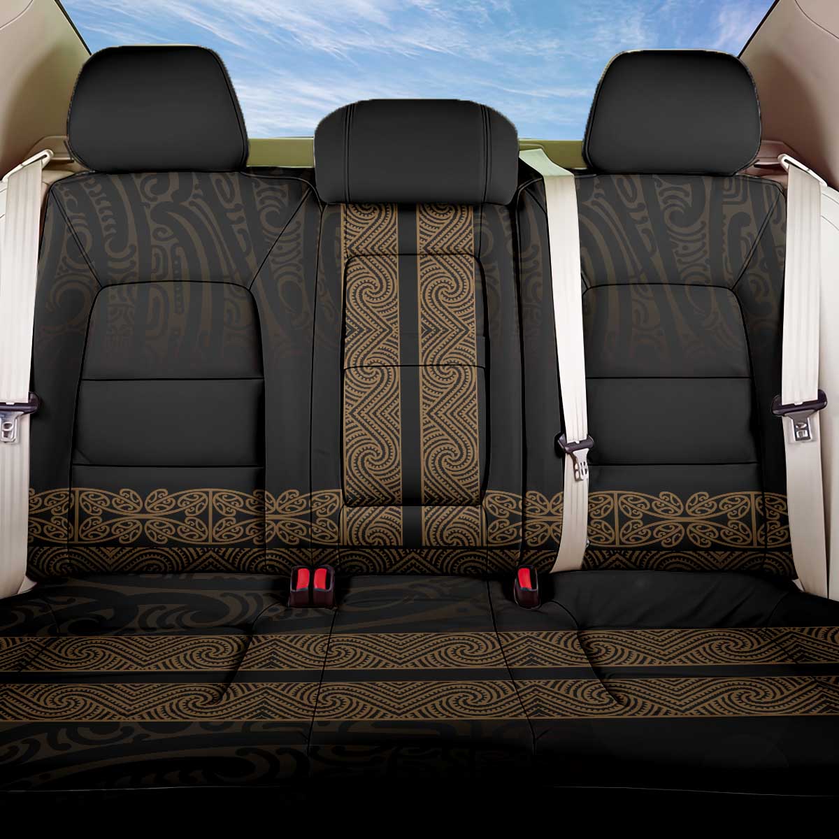 New Zealand Maori Kowhaiwhai Back Car Seat Cover Parauri Maui and Mangopare