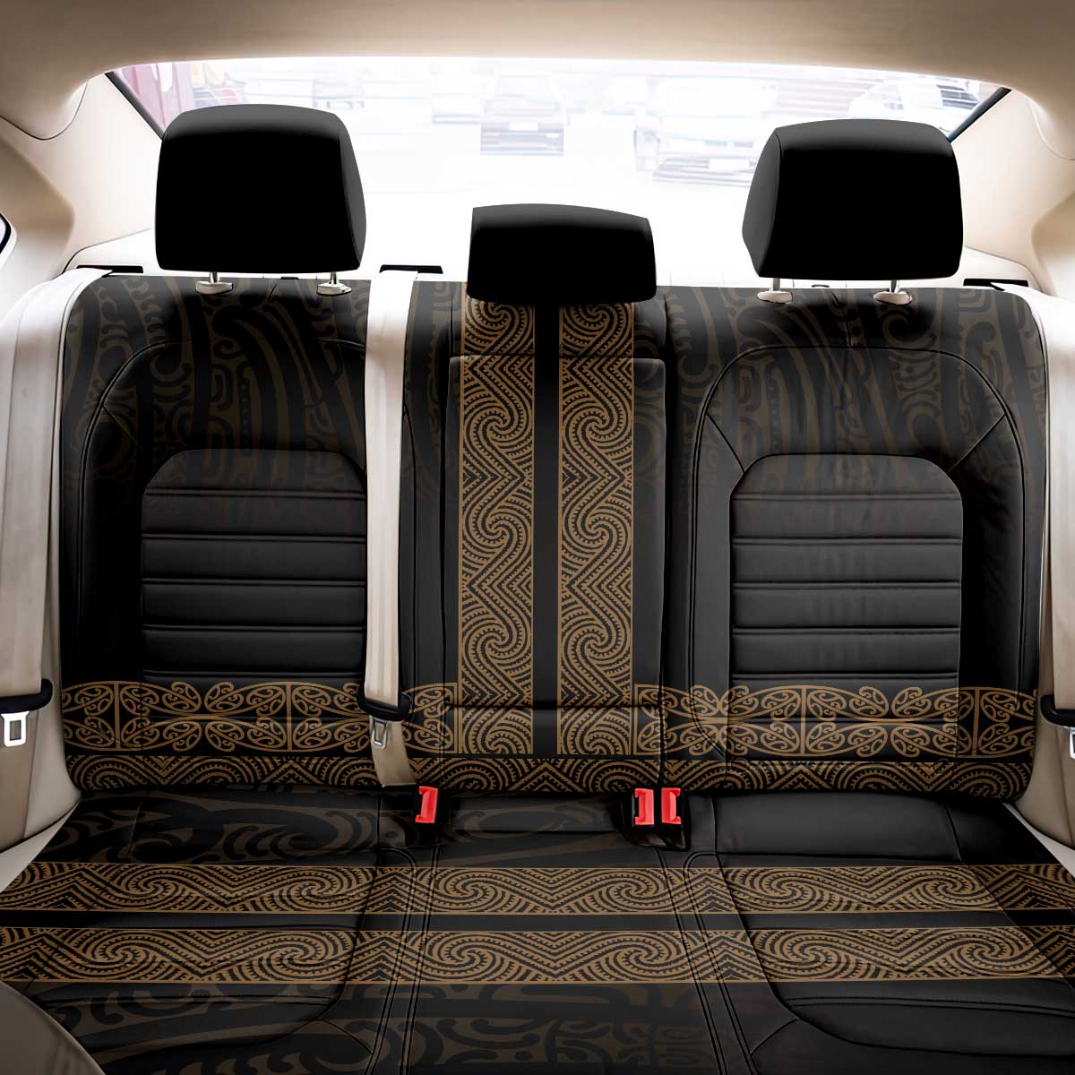 New Zealand Maori Kowhaiwhai Back Car Seat Cover Parauri Maui and Mangopare