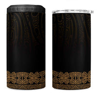 New Zealand Maori Kowhaiwhai 4 in 1 Can Cooler Tumbler Parauri Maui and Mangopare LT9 One Size: 16 oz Brown - Polynesian Pride