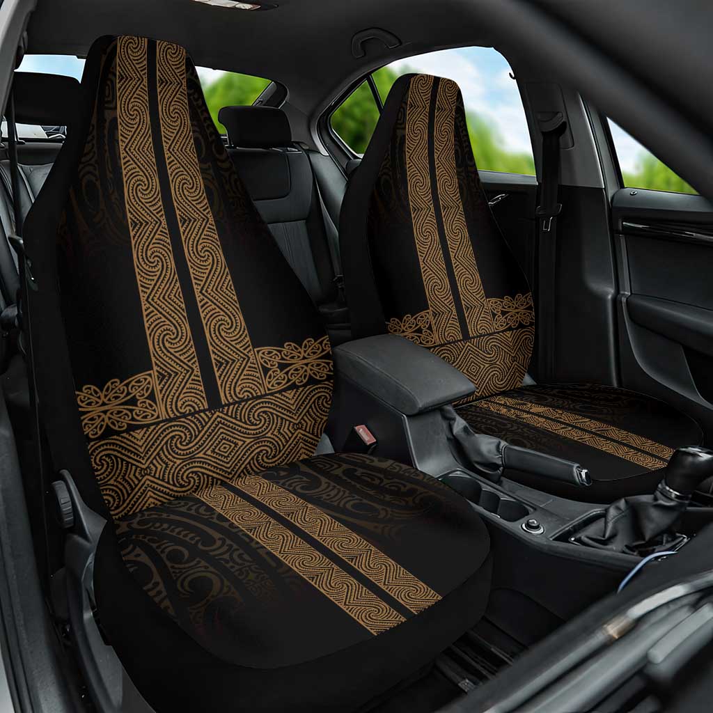 New Zealand Maori Kowhaiwhai Car Seat Cover Parauri Maui and Mangopare LT9 One Size Brown - Polynesian Pride