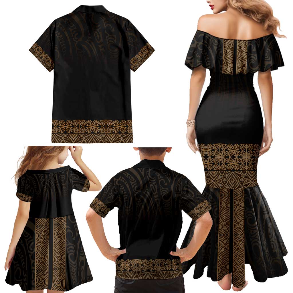 New Zealand Maori Kowhaiwhai Family Matching Mermaid Dress and Hawaiian Shirt Parauri Maui and Mangopare LT9 - Polynesian Pride