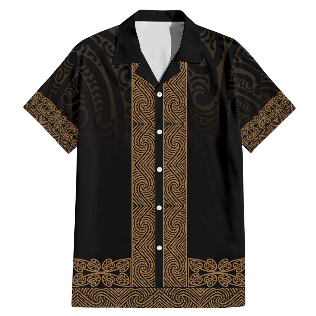 New Zealand Maori Kowhaiwhai Family Matching Mermaid Dress and Hawaiian Shirt Parauri Maui and Mangopare LT9 Dad's Shirt - Short Sleeve Brown - Polynesian Pride