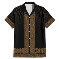 New Zealand Maori Kowhaiwhai Family Matching Mermaid Dress and Hawaiian Shirt Parauri Maui and Mangopare LT9 Dad's Shirt - Short Sleeve Brown - Polynesian Pride