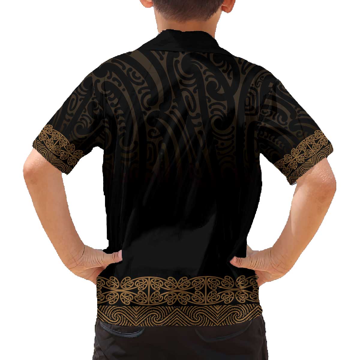 New Zealand Maori Kowhaiwhai Family Matching Off The Shoulder Long Sleeve Dress and Hawaiian Shirt Parauri Maui and Mangopare LT9 - Polynesian Pride