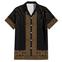 New Zealand Maori Kowhaiwhai Family Matching Off The Shoulder Long Sleeve Dress and Hawaiian Shirt Parauri Maui and Mangopare LT9 Dad's Shirt - Short Sleeve Brown - Polynesian Pride