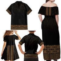 New Zealand Maori Kowhaiwhai Family Matching Off Shoulder Maxi Dress and Hawaiian Shirt Parauri Maui and Mangopare LT9 - Polynesian Pride
