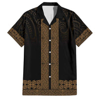 New Zealand Maori Kowhaiwhai Family Matching Off Shoulder Maxi Dress and Hawaiian Shirt Parauri Maui and Mangopare LT9 Dad's Shirt - Short Sleeve Brown - Polynesian Pride