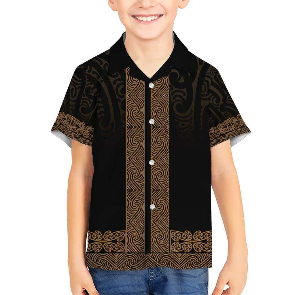 New Zealand Maori Kowhaiwhai Family Matching Short Sleeve Bodycon Dress and Hawaiian Shirt Parauri Maui and Mangopare LT9 Son's Shirt Brown - Polynesian Pride
