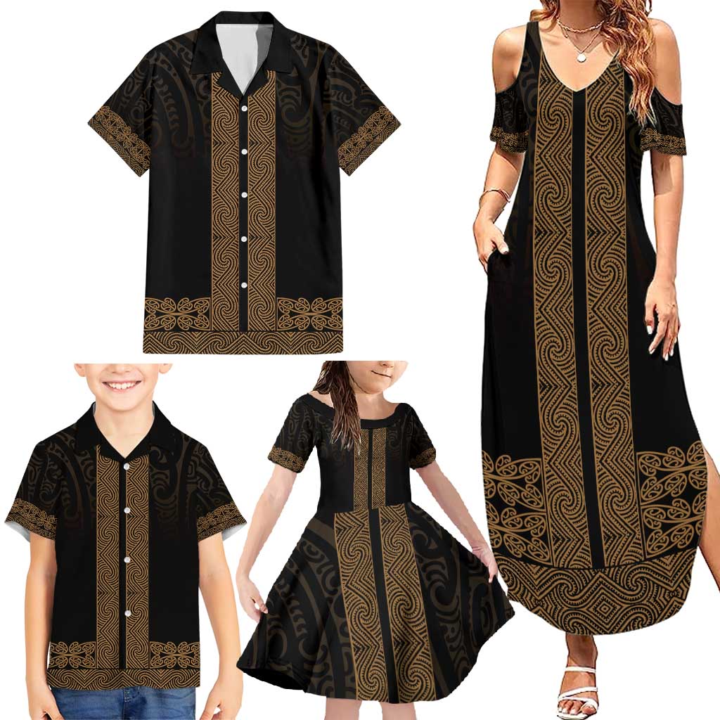 New Zealand Maori Kowhaiwhai Family Matching Summer Maxi Dress and Hawaiian Shirt Parauri Maui and Mangopare LT9 - Polynesian Pride