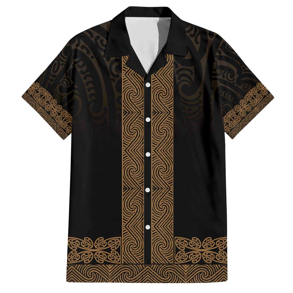 New Zealand Maori Kowhaiwhai Family Matching Summer Maxi Dress and Hawaiian Shirt Parauri Maui and Mangopare LT9 Dad's Shirt - Short Sleeve Brown - Polynesian Pride