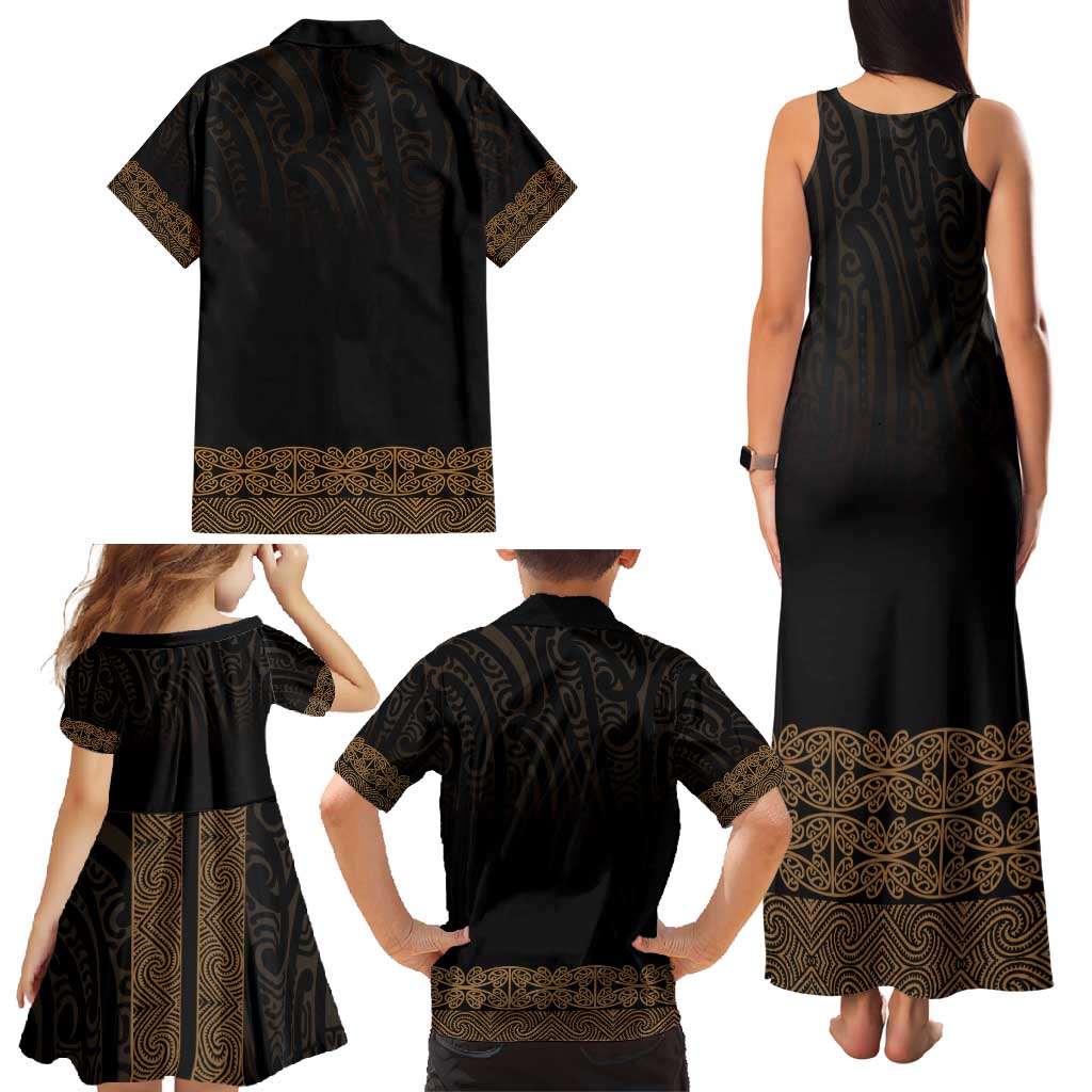 New Zealand Maori Kowhaiwhai Family Matching Tank Maxi Dress and Hawaiian Shirt Parauri Maui and Mangopare LT9 - Polynesian Pride