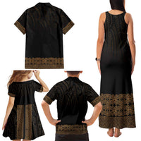 New Zealand Maori Kowhaiwhai Family Matching Tank Maxi Dress and Hawaiian Shirt Parauri Maui and Mangopare LT9 - Polynesian Pride