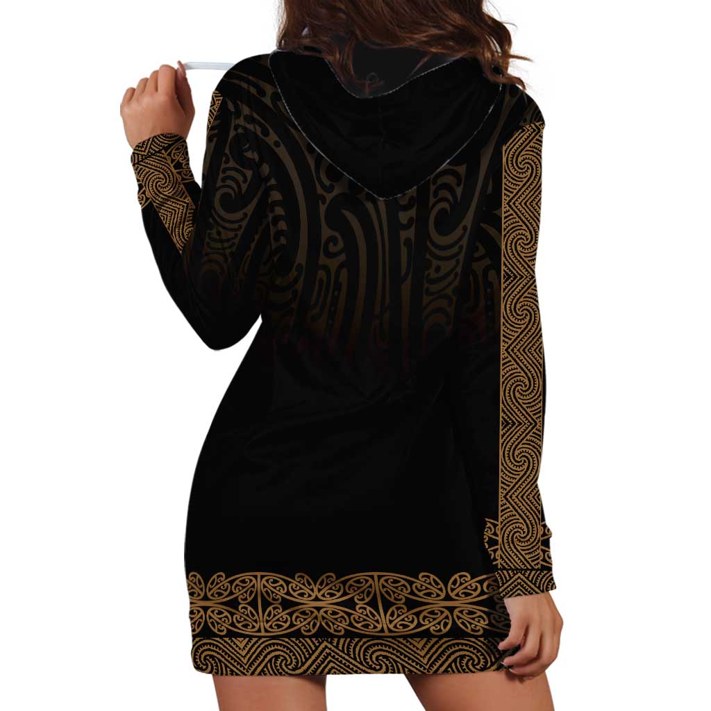 New Zealand Maori Kowhaiwhai Hoodie Dress Parauri Maui and Mangopare