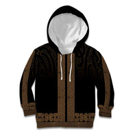 New Zealand Maori Kowhaiwhai Kid Hoodie Parauri Maui and Mangopare LT9 Hoodie Brown - Polynesian Pride