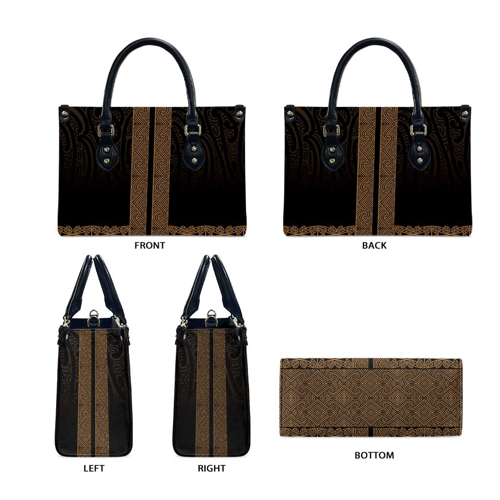 New Zealand Maori Kowhaiwhai Leather Bag Parauri Maui and Mangopare - Polynesian Pride