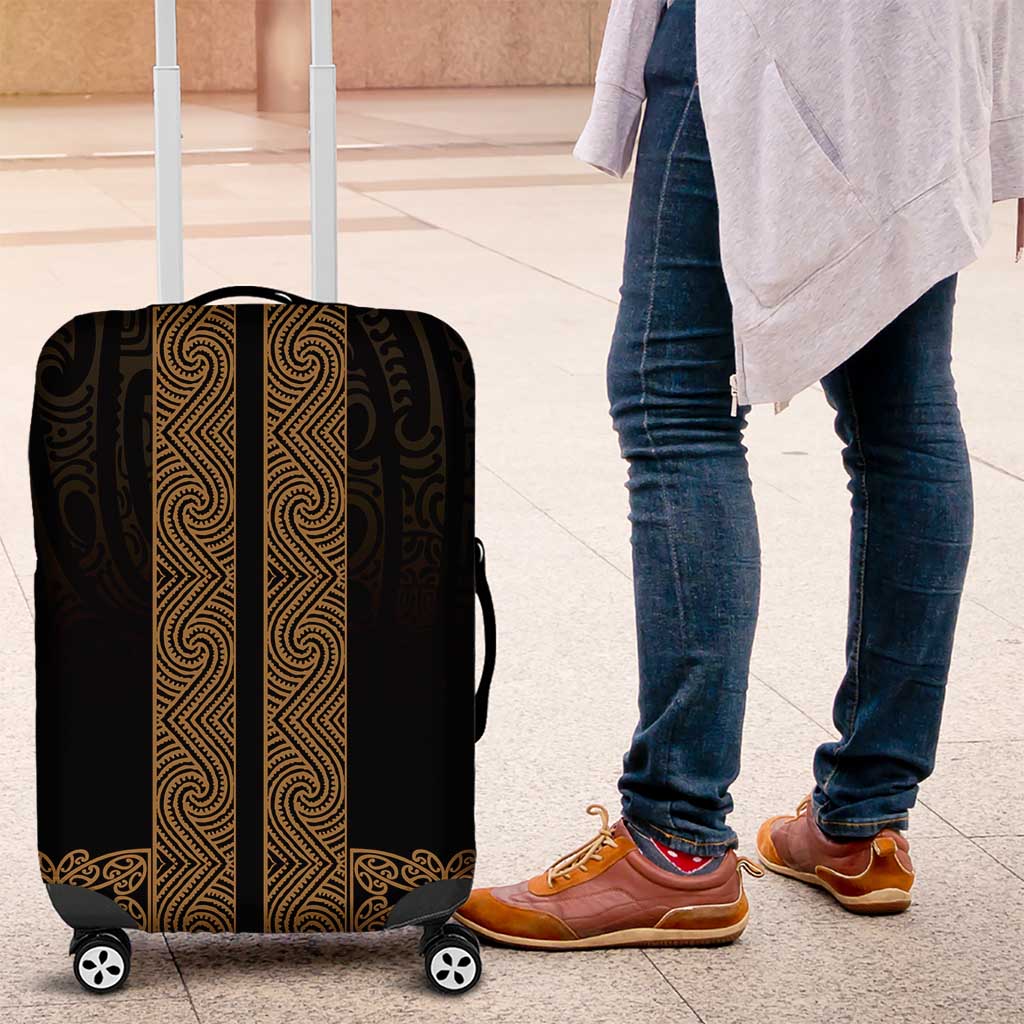 New Zealand Maori Kowhaiwhai Luggage Cover Parauri Maui and Mangopare LT9 Brown - Polynesian Pride