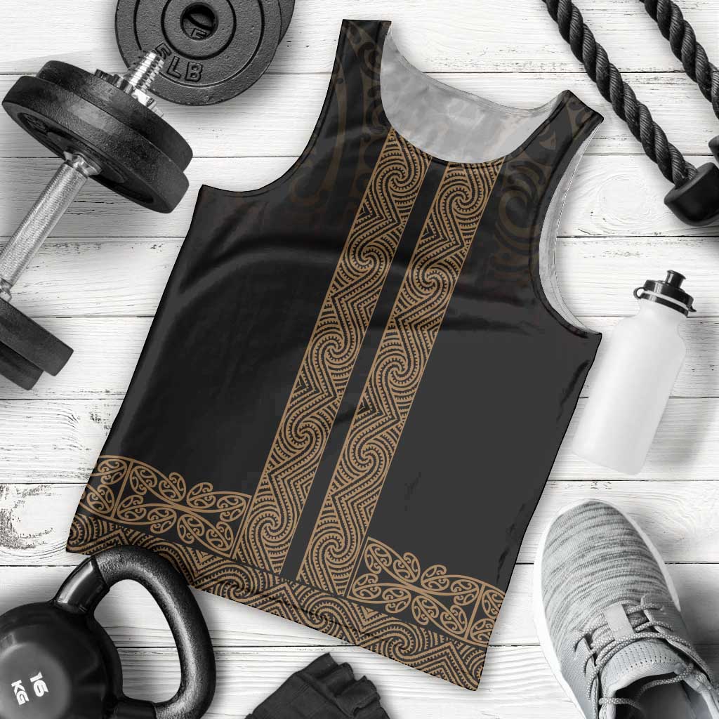 New Zealand Maori Kowhaiwhai Men Tank Top Parauri Maui and Mangopare