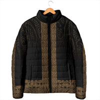 New Zealand Maori Kowhaiwhai Padded Jacket Parauri Maui and Mangopare - Polynesian Pride