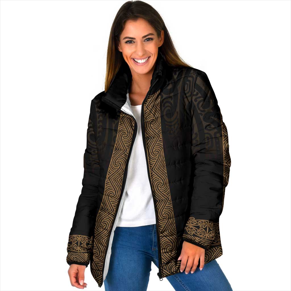 New Zealand Maori Kowhaiwhai Padded Jacket Parauri Maui and Mangopare - Polynesian Pride