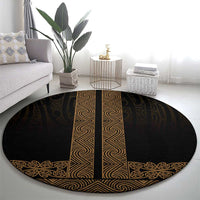 New Zealand Maori Kowhaiwhai Round Carpet Parauri Maui and Mangopare