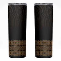 New Zealand Maori Kowhaiwhai Skinny Tumbler Parauri Maui and Mangopare LT9 Brown - Polynesian Pride