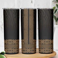 New Zealand Maori Kowhaiwhai Skinny Tumbler Parauri Maui and Mangopare LT9 - Polynesian Pride