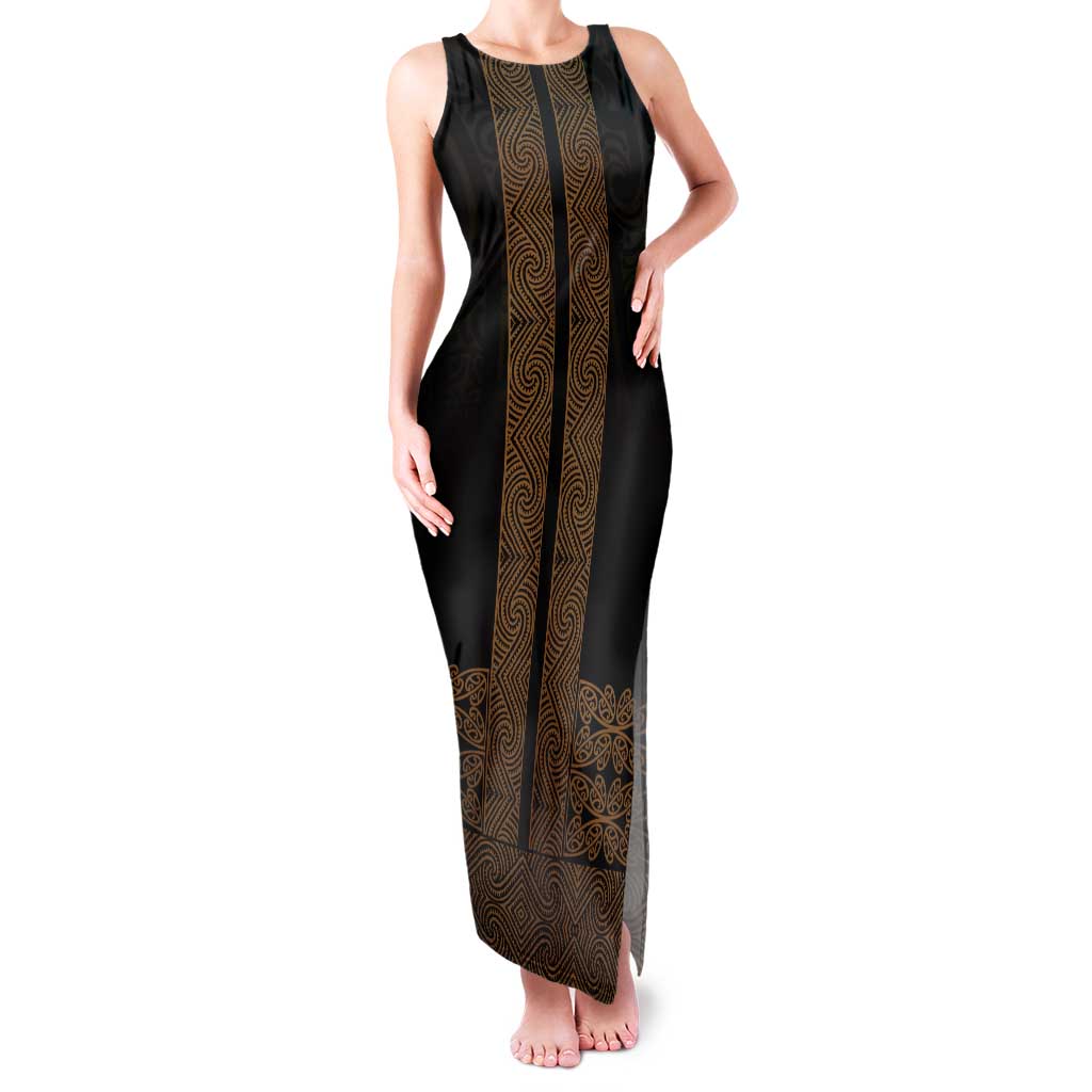 New Zealand Maori Kowhaiwhai Tank Maxi Dress Parauri Maui and Mangopare