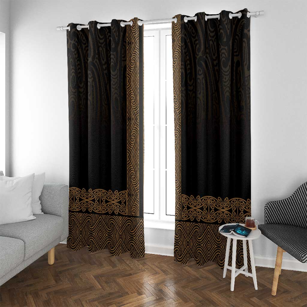New Zealand Maori Kowhaiwhai Window Curtain Parauri Maui and Mangopare