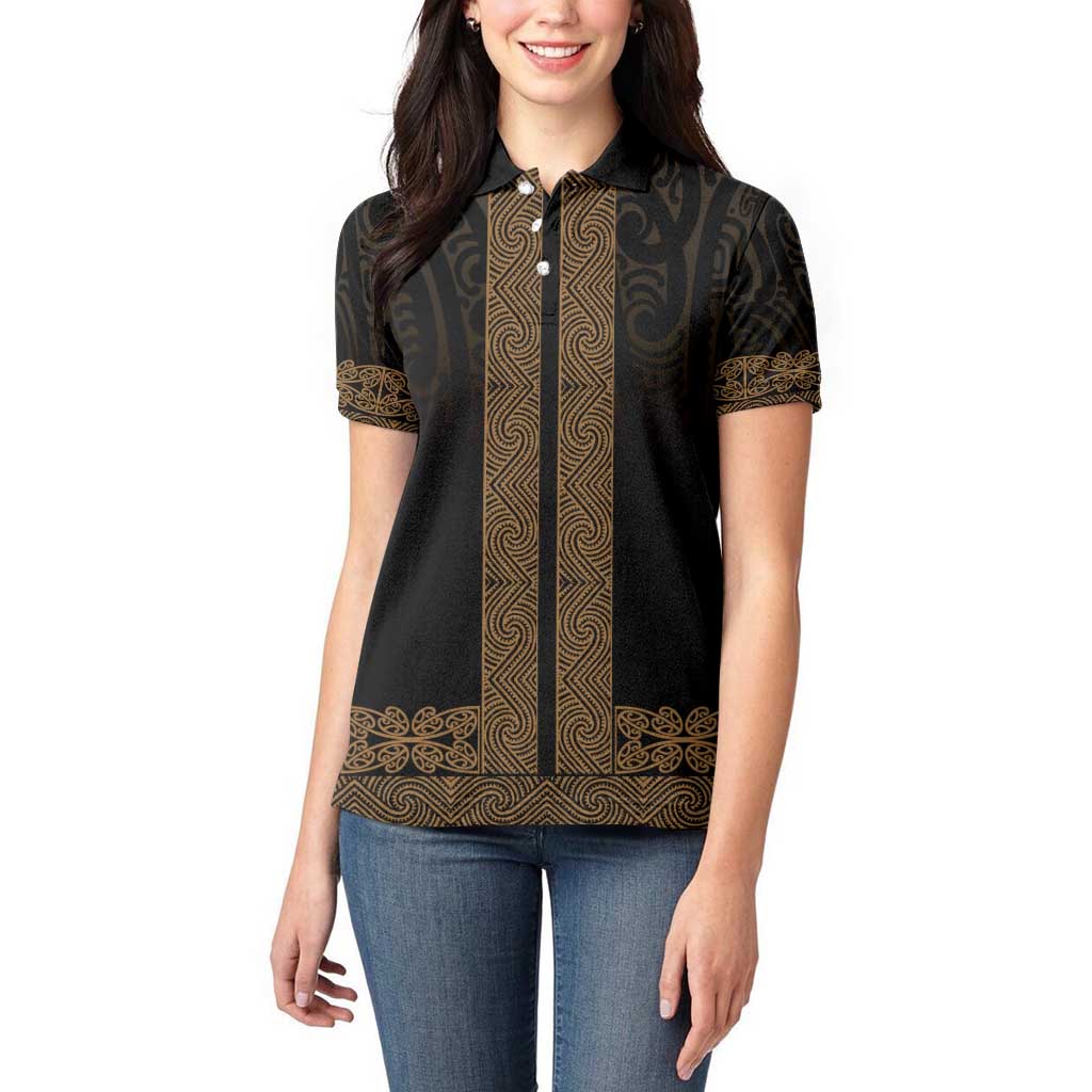New Zealand Maori Kowhaiwhai Women Polo Shirt Parauri Maui and Mangopare