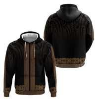 New Zealand Maori Kowhaiwhai Zip Hoodie Parauri Maui and Mangopare