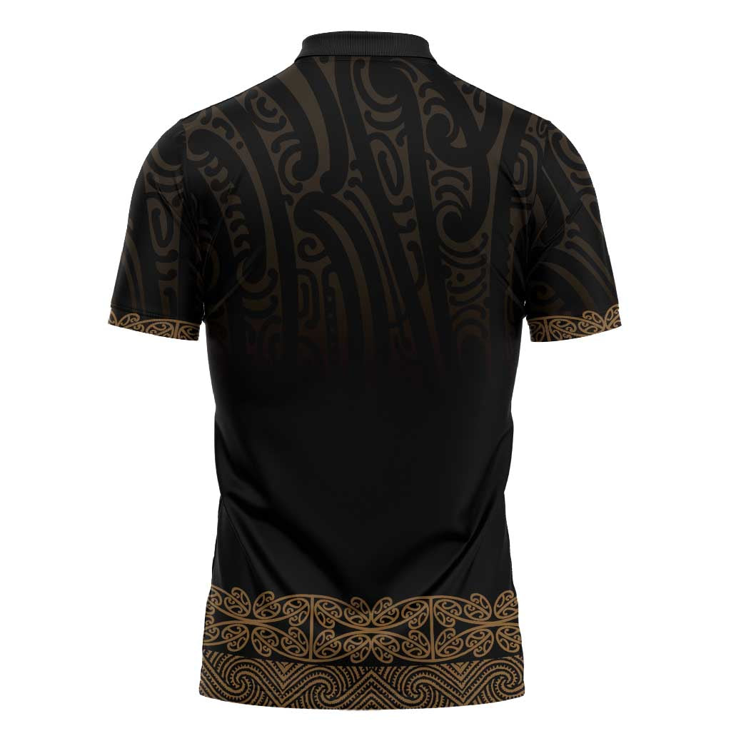 New Zealand Maori Kowhaiwhai Zipper Polo Shirt Parauri Maui and Mangopare LT9 - Polynesian Pride