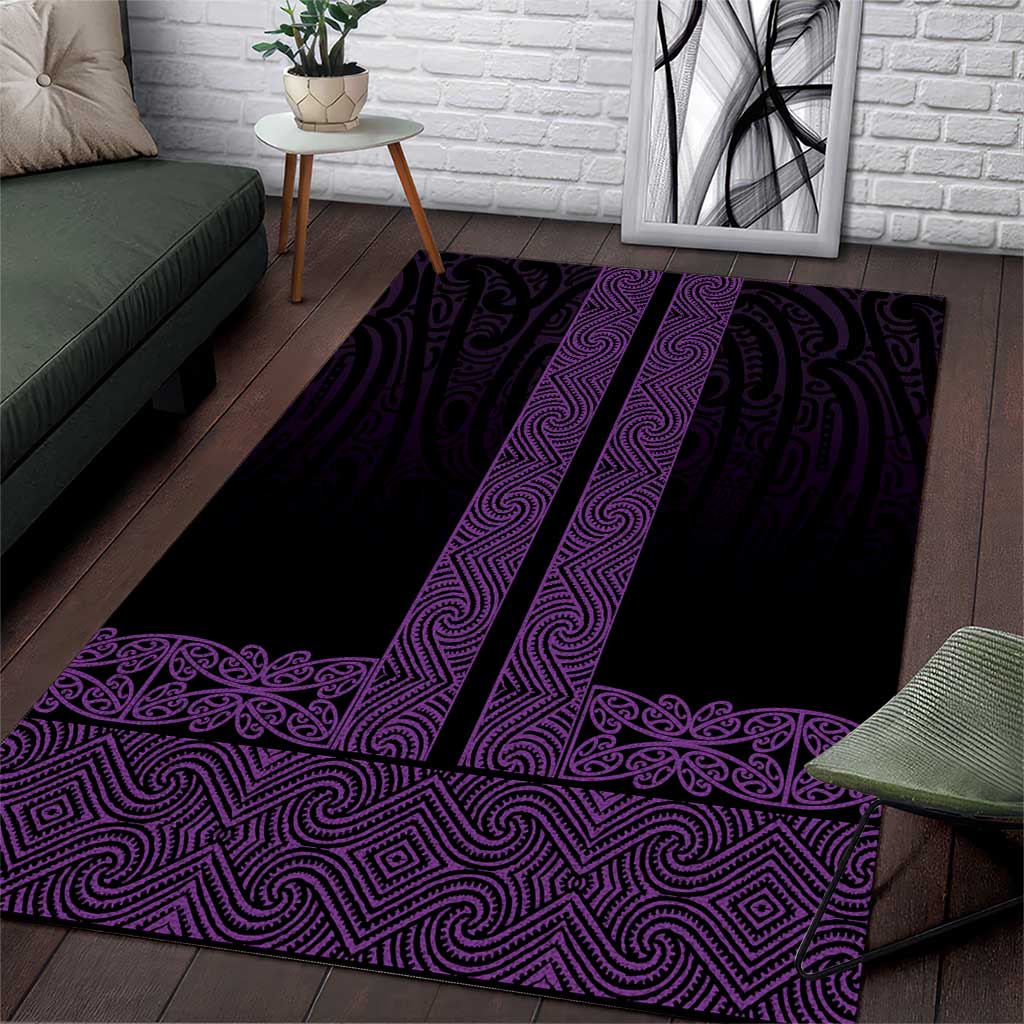 New Zealand Maori Kowhaiwhai Area Rug Waiporoporo Maui and Mangopare LT9 Purple - Polynesian Pride