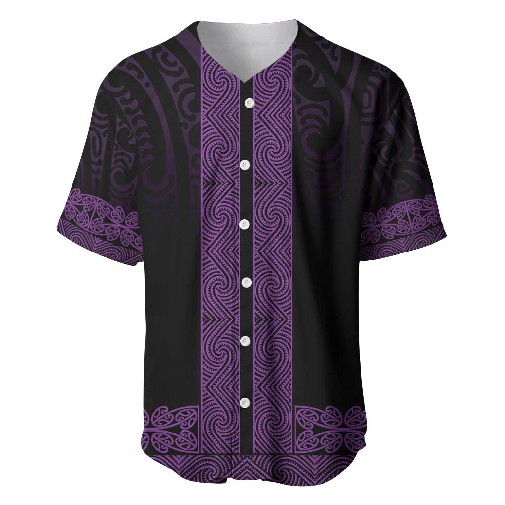 New Zealand Maori Kowhaiwhai Baseball Jersey Waiporoporo Maui and Mangopare LT9 Purple - Polynesian Pride