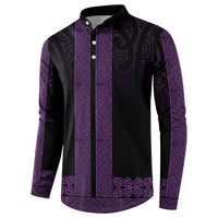 New Zealand Maori Kowhaiwhai Button Sweatshirt Waiporoporo Maui and Mangopare