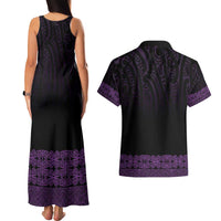New Zealand Maori Kowhaiwhai Couples Matching Tank Maxi Dress and Hawaiian Shirt Waiporoporo Maui and Mangopare LT9 - Polynesian Pride