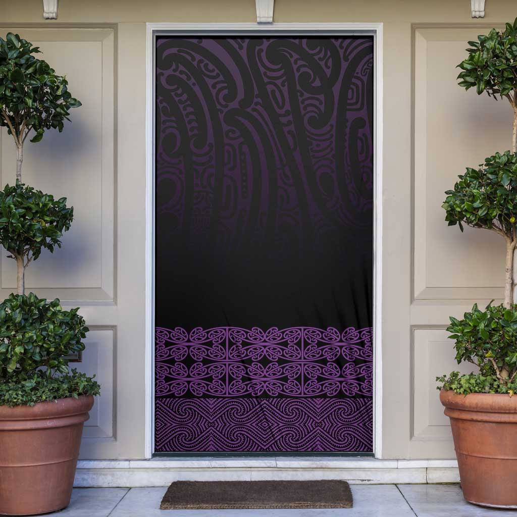 New Zealand Maori Kowhaiwhai Door Cover Waiporoporo Maui and Mangopare LT9 Purple - Polynesian Pride