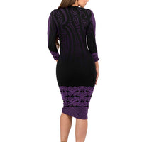 New Zealand Maori Kowhaiwhai Family Matching Long Sleeve Bodycon Dress and Hawaiian Shirt Waiporoporo Maui and Mangopare LT9 - Polynesian Pride