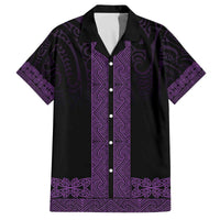 New Zealand Maori Kowhaiwhai Family Matching Off The Shoulder Long Sleeve Dress and Hawaiian Shirt Waiporoporo Maui and Mangopare LT9 Dad's Shirt - Short Sleeve Purple - Polynesian Pride