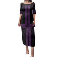 New Zealand Maori Kowhaiwhai Family Matching Puletasi and Hawaiian Shirt Waiporoporo Maui and Mangopare LT9 Mom's Dress Purple - Polynesian Pride
