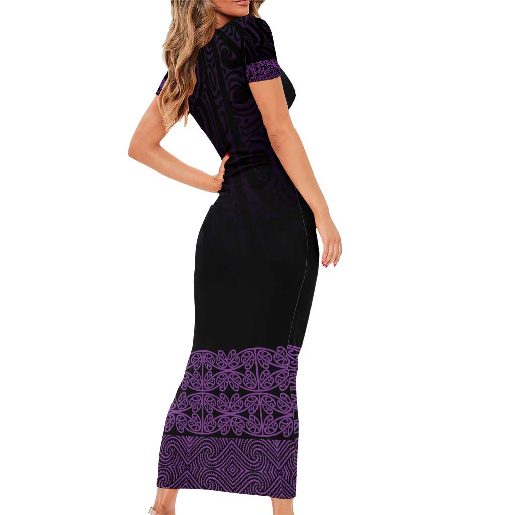 New Zealand Maori Kowhaiwhai Family Matching Short Sleeve Bodycon Dress and Hawaiian Shirt Waiporoporo Maui and Mangopare LT9 - Polynesian Pride