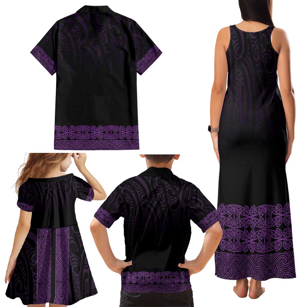 New Zealand Maori Kowhaiwhai Family Matching Tank Maxi Dress and Hawaiian Shirt Waiporoporo Maui and Mangopare LT9 - Polynesian Pride