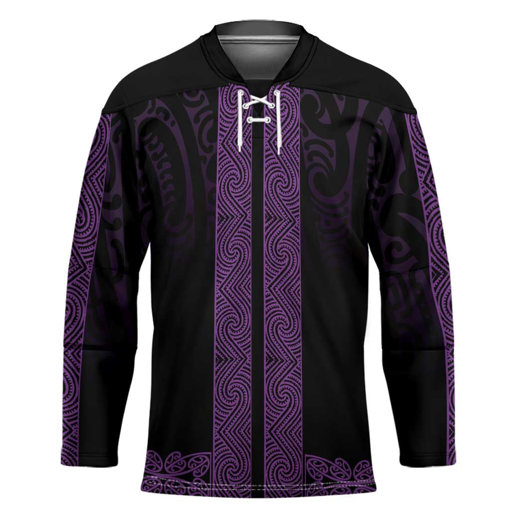 New Zealand Maori Kowhaiwhai Hockey Jersey Waiporoporo Maui and Mangopare LT9 Unisex Purple - Polynesian Pride