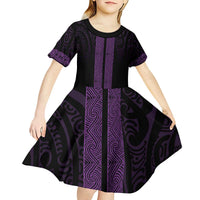 New Zealand Maori Kowhaiwhai Kid Short Sleeve Dress Waiporoporo Maui and Mangopare LT9 - Polynesian Pride