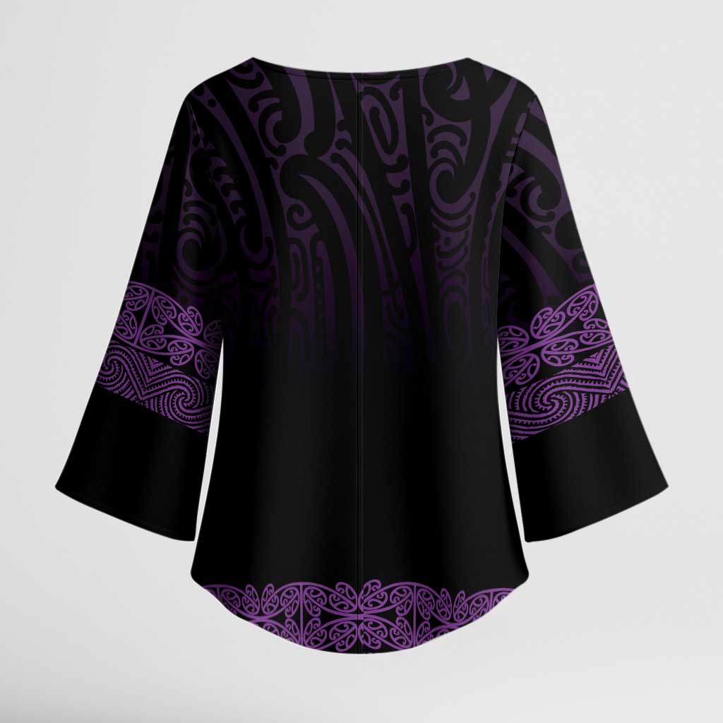 New Zealand Maori Kowhaiwhai Kimono Sleeve Blouse Waiporoporo Maui and Mangopare LT9 - Polynesian Pride