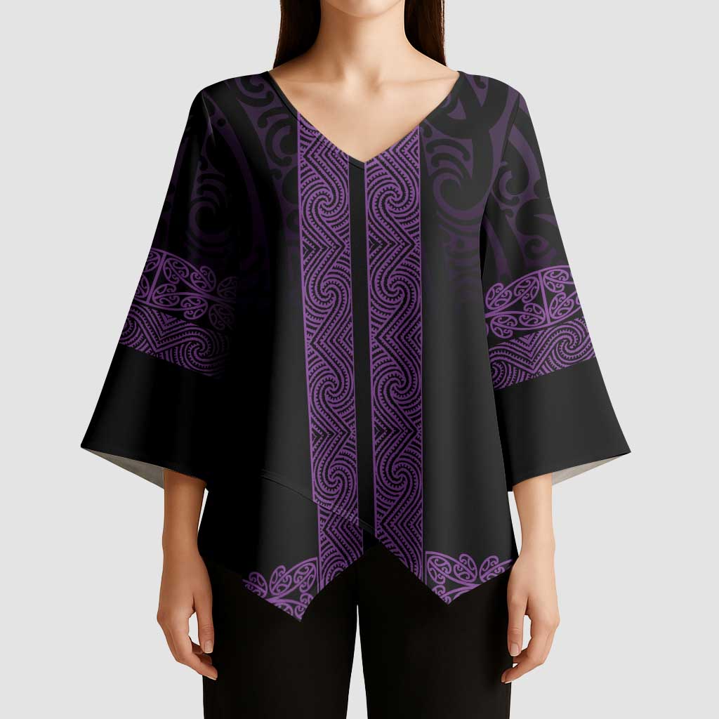 New Zealand Maori Kowhaiwhai Kimono Sleeve Blouse Waiporoporo Maui and Mangopare LT9 - Polynesian Pride