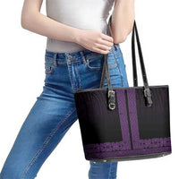 New Zealand Maori Kowhaiwhai Leather Tote Bag Waiporoporo Maui and Mangopare LT9 - Polynesian Pride