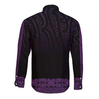 New Zealand Maori Kowhaiwhai Long Sleeve Button Shirt Waiporoporo Maui and Mangopare LT9 - Polynesian Pride