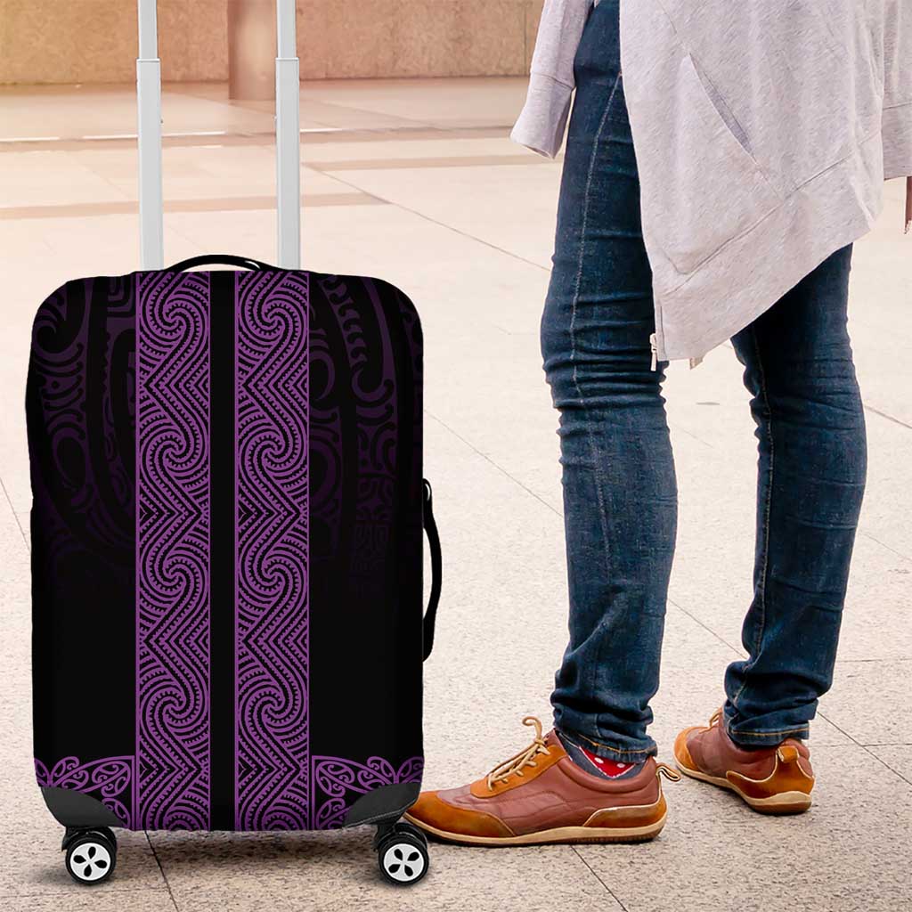 New Zealand Maori Kowhaiwhai Luggage Cover Waiporoporo Maui and Mangopare LT9 Purple - Polynesian Pride